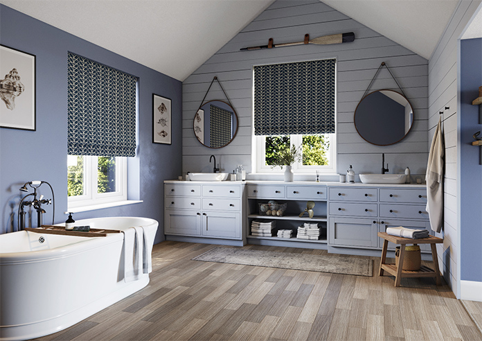 Orla Kiely Linear Stem, Navy Whale - Roman Blind - Image 6